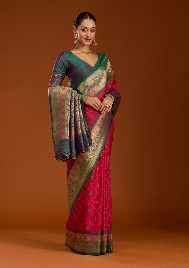 Rani Pink Pochampalli Silk Saree