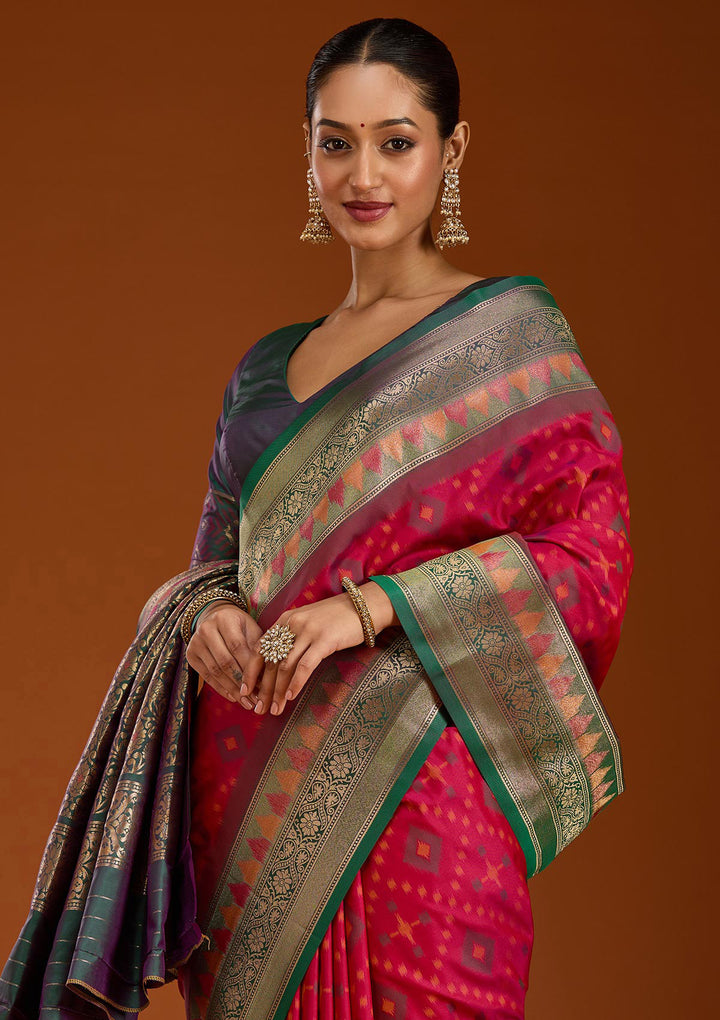 Rani Pink Pochampalli Silk Saree