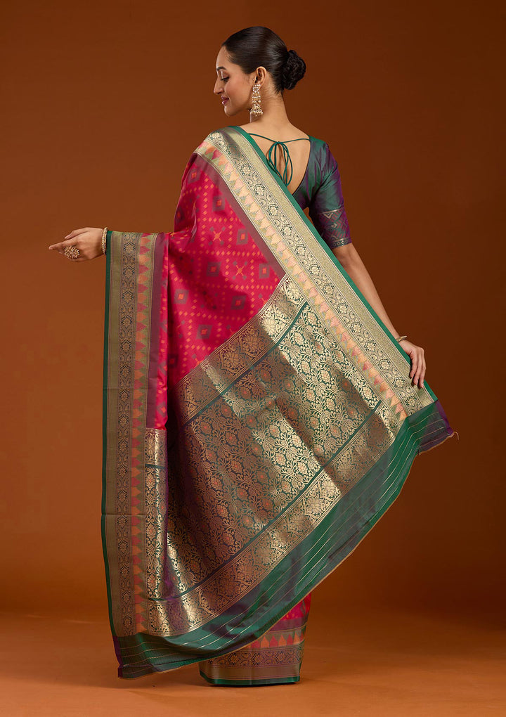 Rani Pink Pochampalli Silk Saree
