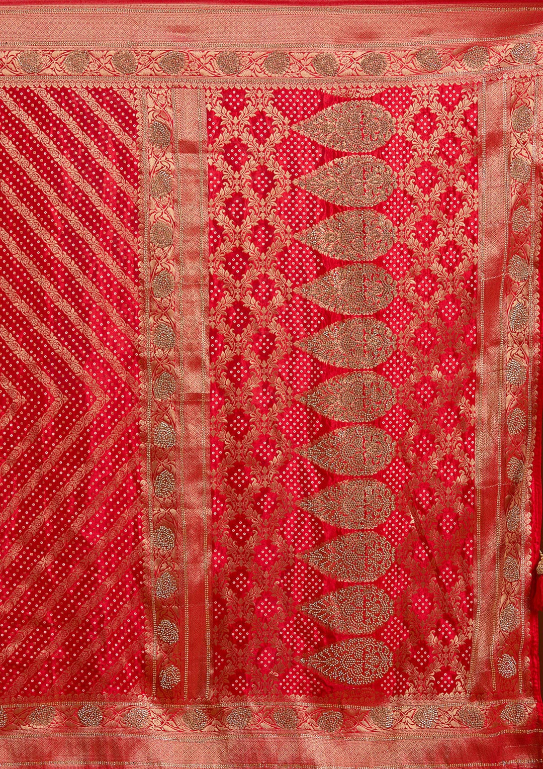 Red Stonework Silk Saree