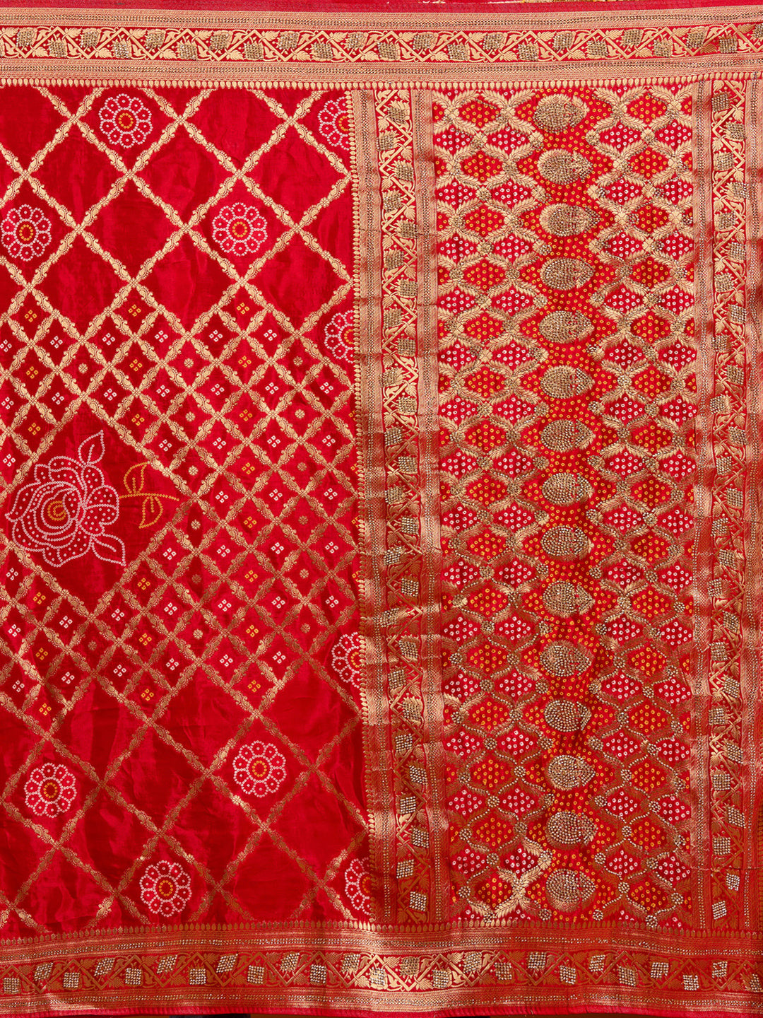 Red Stonework Silk Saree
