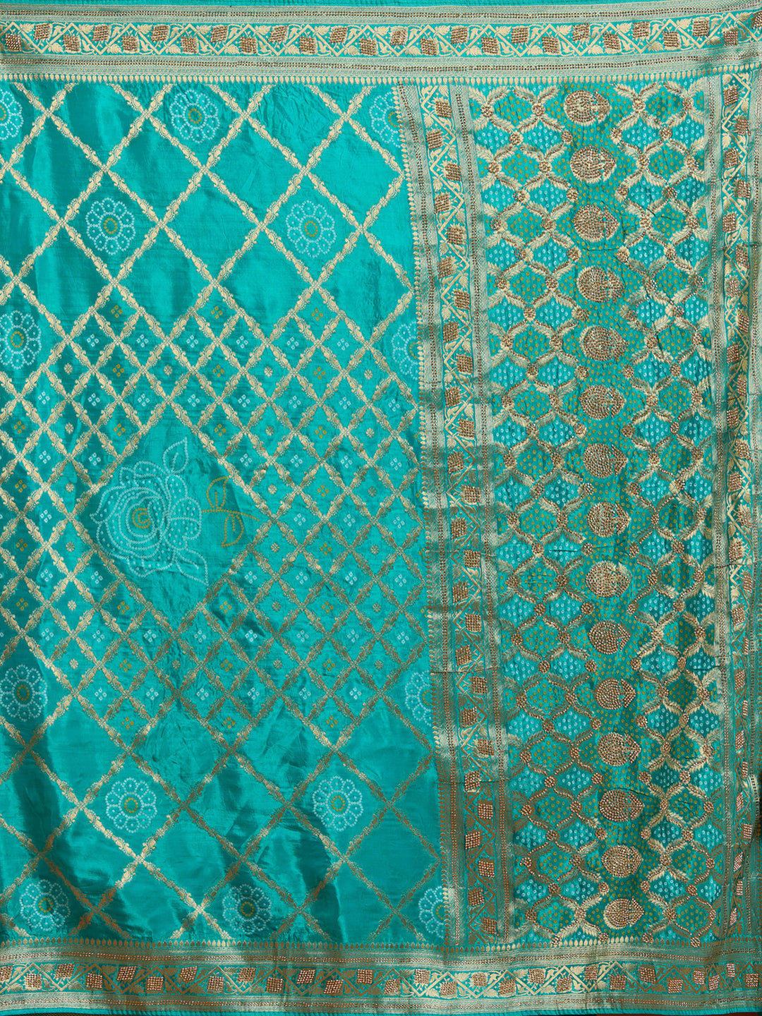 Turquoise Blue Stonework Silk Saree