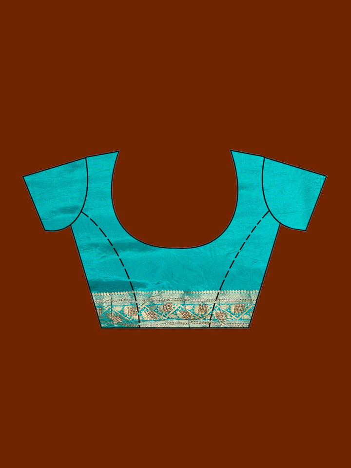 Turquoise Blue Stonework Silk Saree