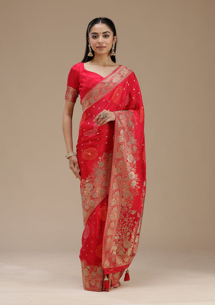 Rani Pink Stonework Silk Saree