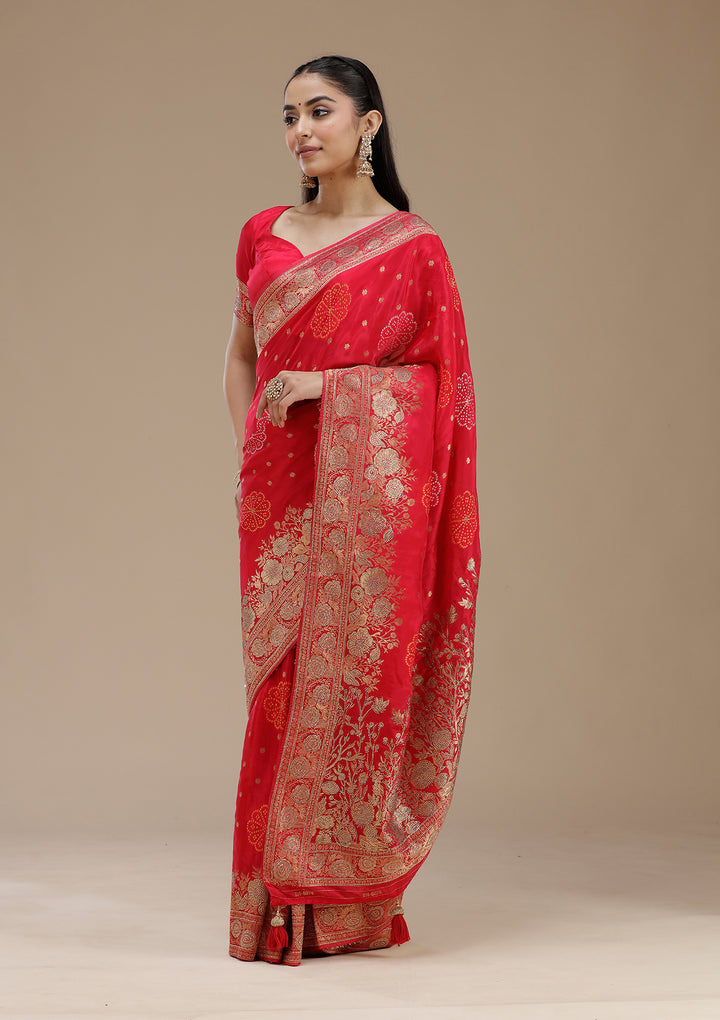 Rani Pink Stonework Silk Saree