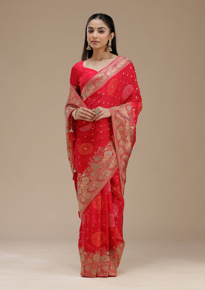 Rani Pink Stonework Silk Saree
