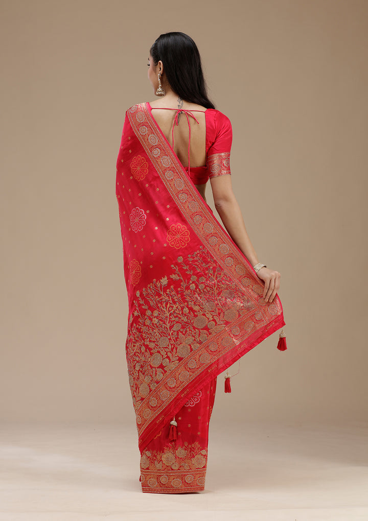 Rani Pink Stonework Silk Saree