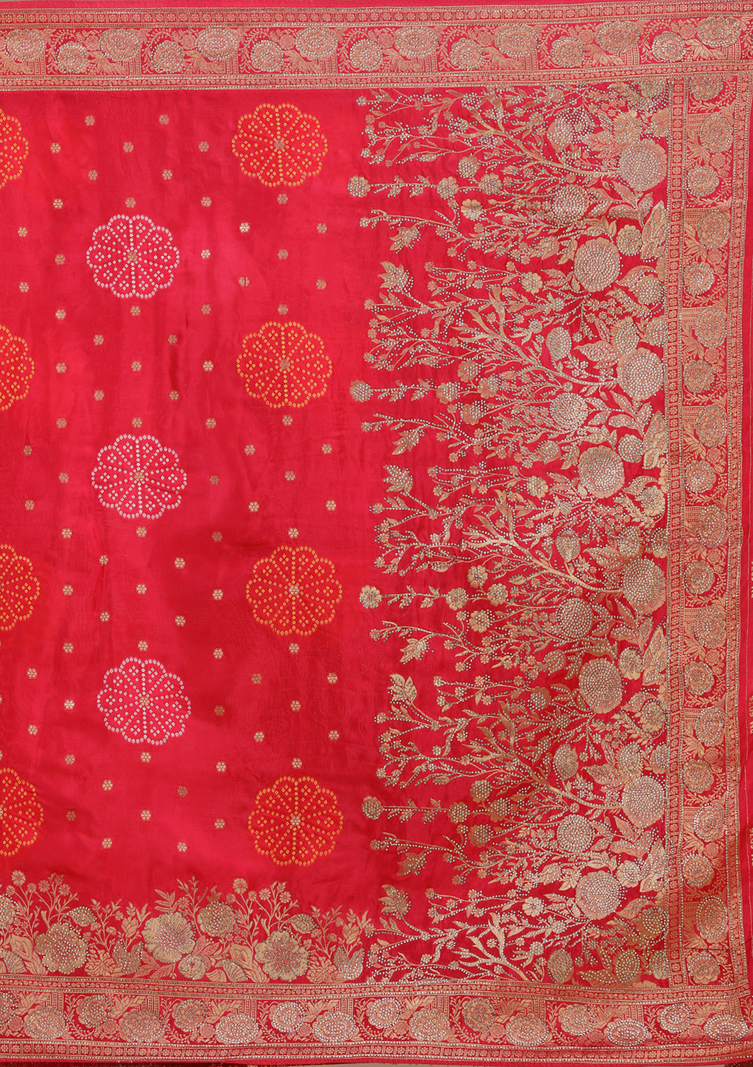 Rani Pink Stonework Silk Saree
