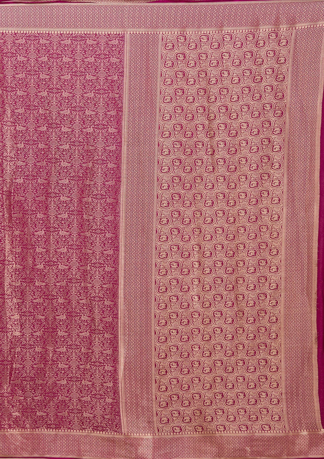 Magenta Pink Zariwork (Gold)  Silk Saree