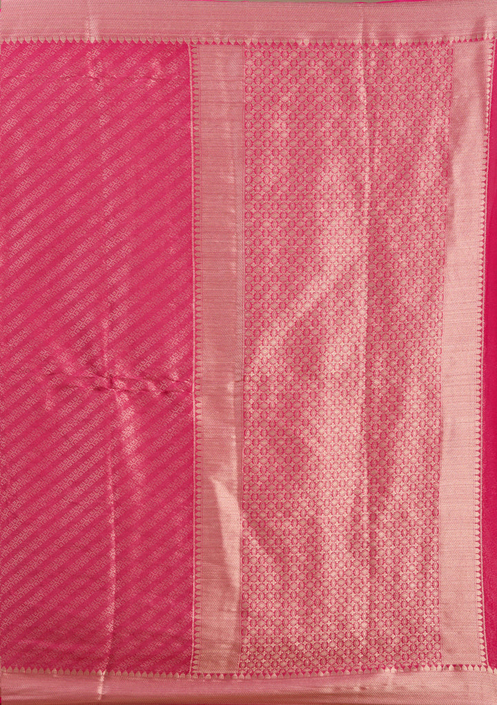 Rani Pink Zariwork (Gold) Georgette Silk_Saree