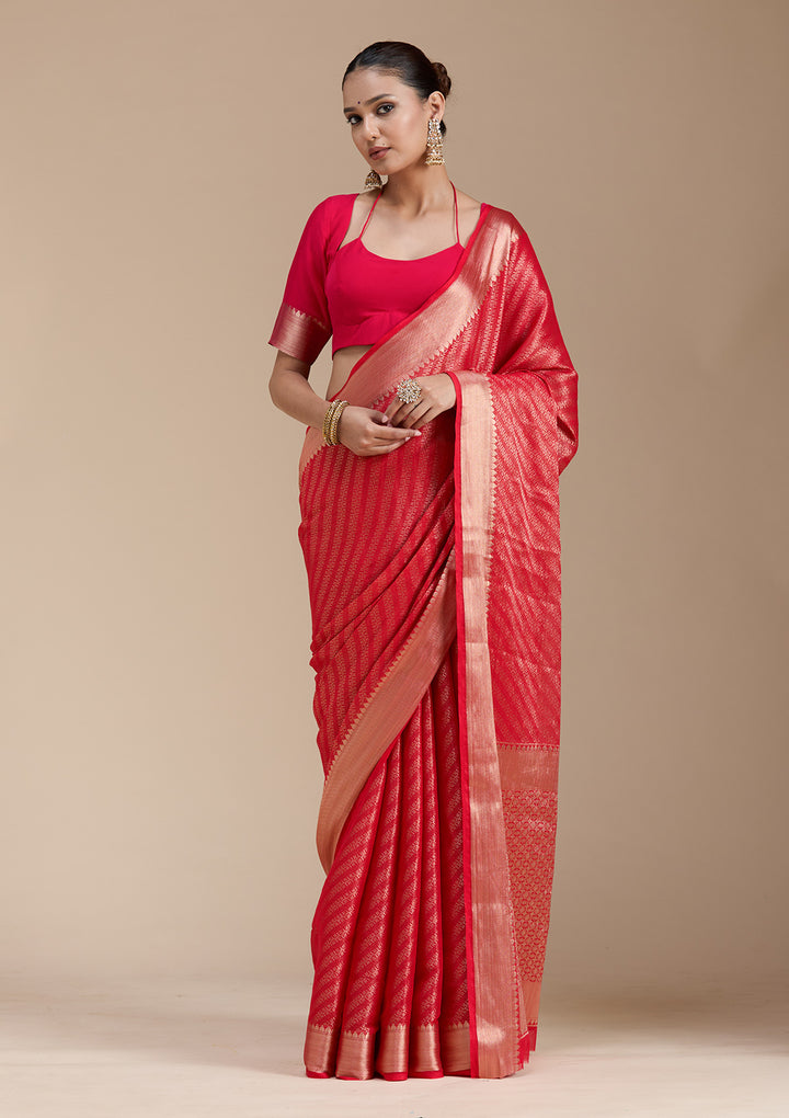 Red Zariwork (Gold) Georgette Silk_Saree