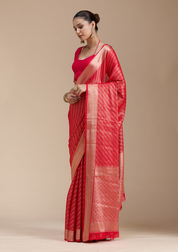 Red Zariwork (Gold) Georgette Silk_Saree