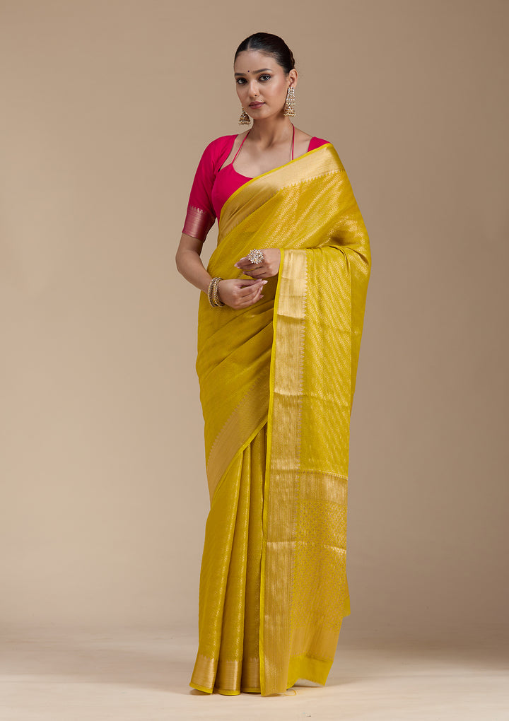 Yellow Zariwork (Gold) Georgette Silk_Saree