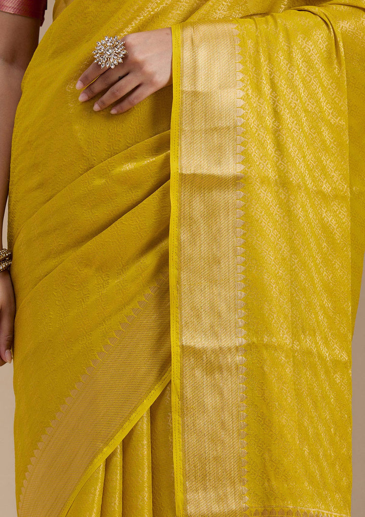 Yellow Zariwork (Gold) Georgette Silk_Saree