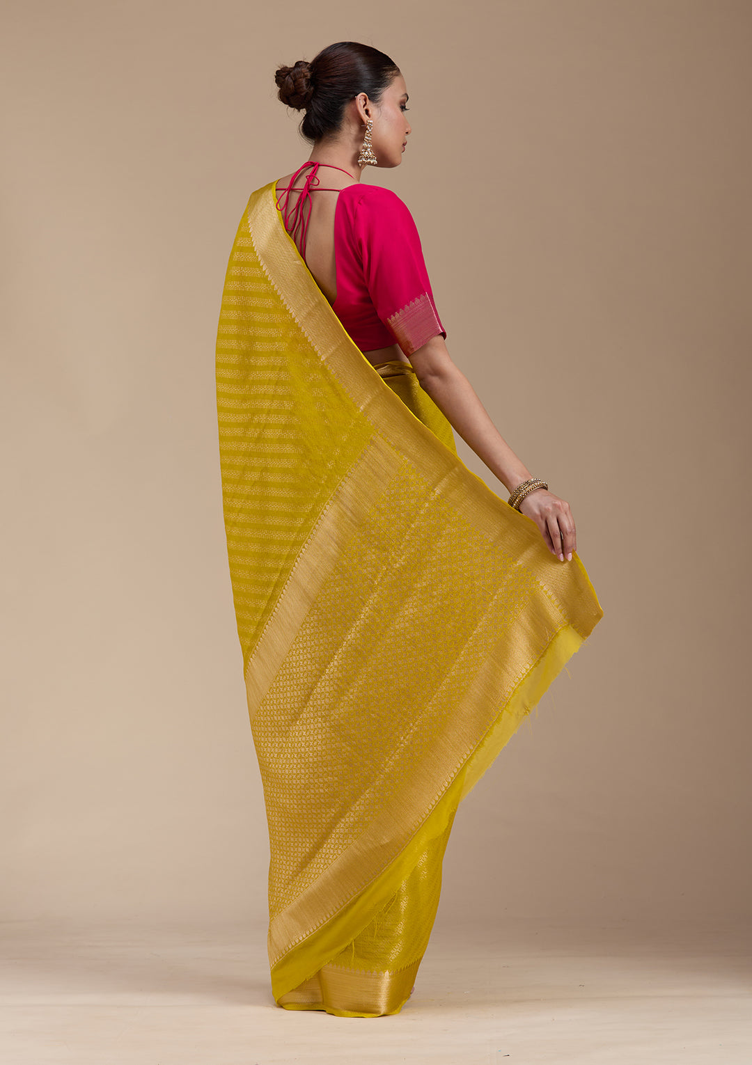 Yellow Zariwork (Gold) Georgette Silk_Saree
