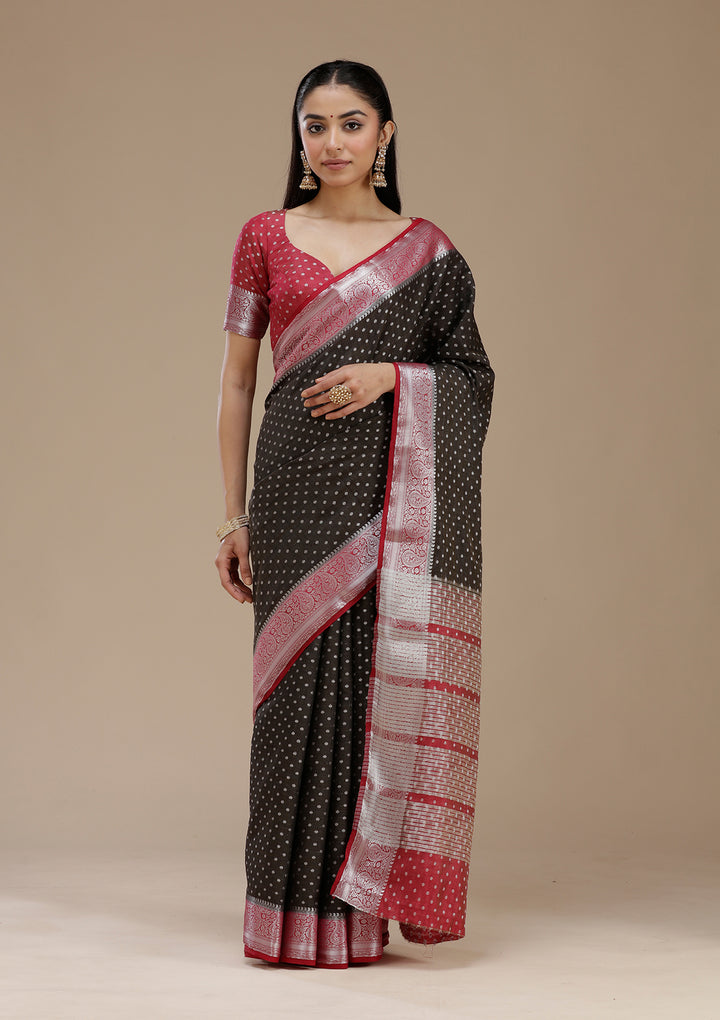 Black Cutdana Georgette Silk Saree