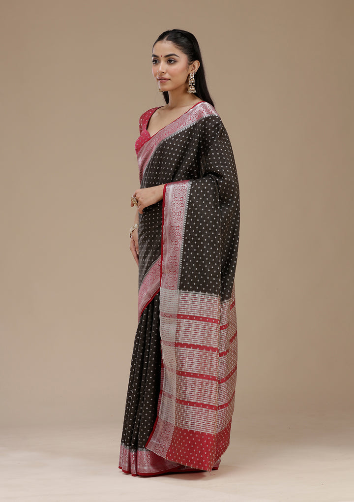 Black Cutdana Georgette Silk Saree