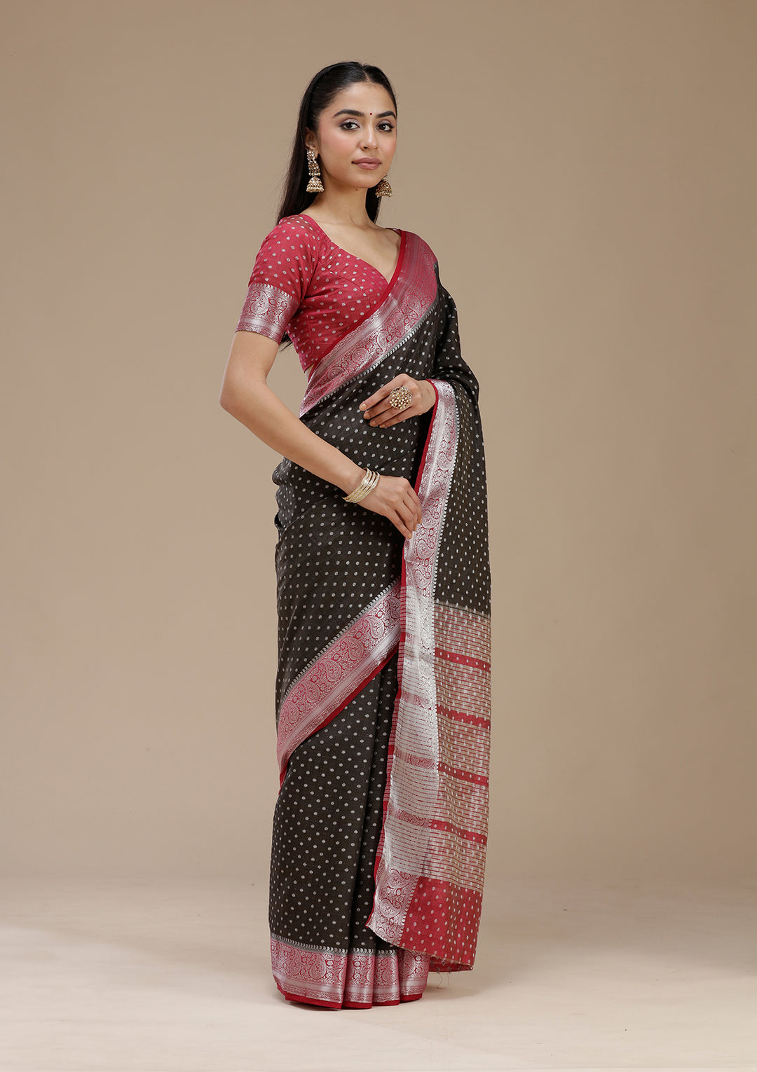 Black Cutdana Georgette Silk Saree