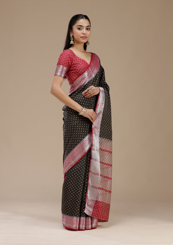 Black Cutdana Georgette Silk Saree