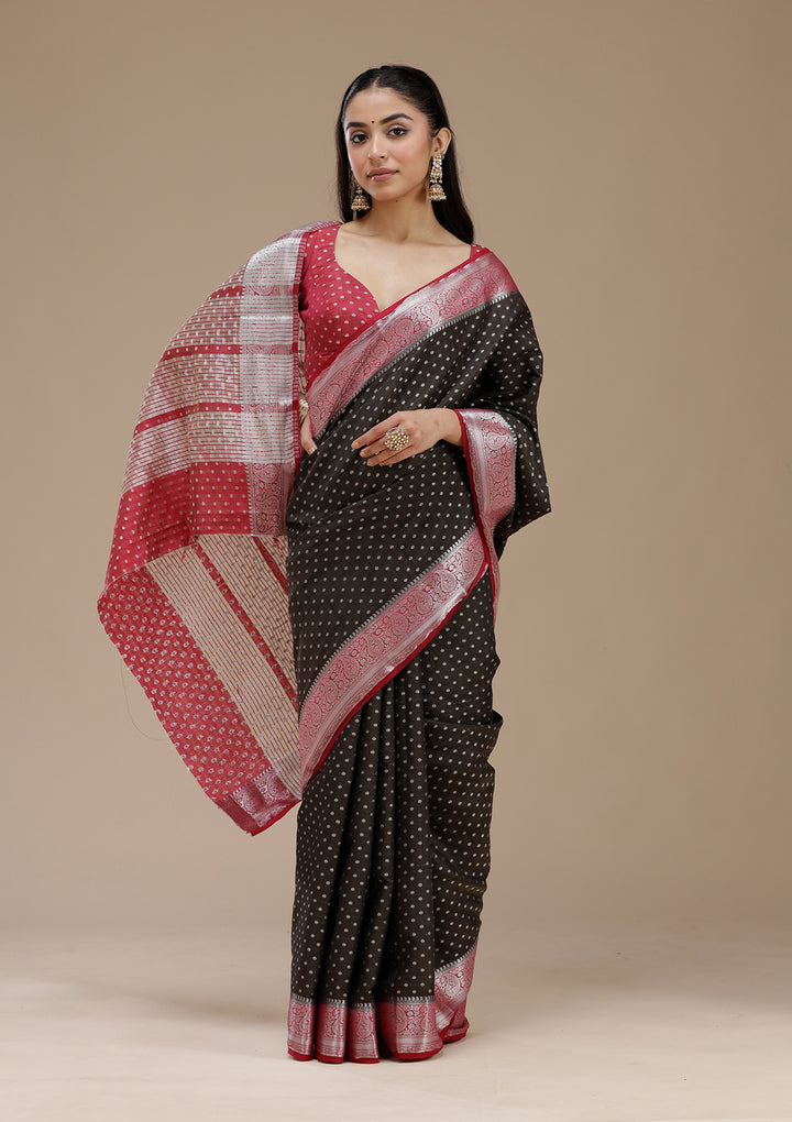 Black Cutdana Georgette Silk Saree