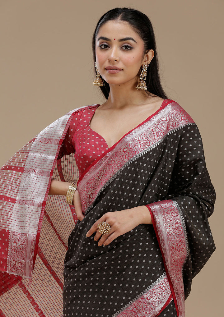 Black Cutdana Georgette Silk Saree