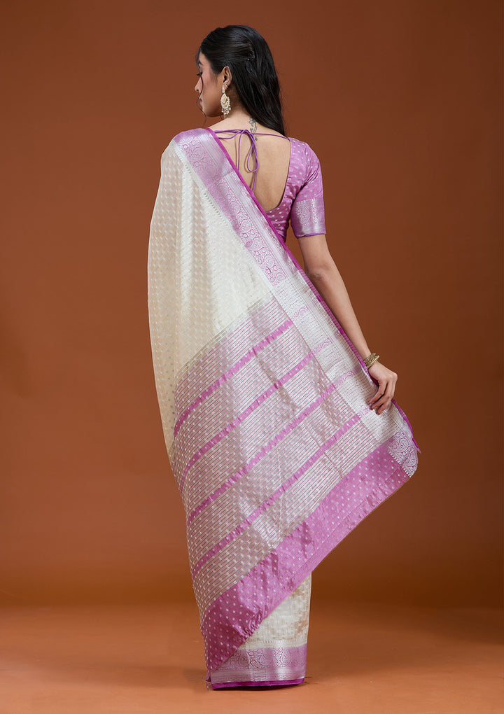 Cream Woven Silk Saree