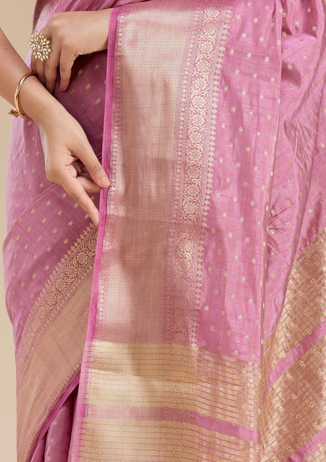 Lavender Zariwork (Gold) Tussar Silk Saree