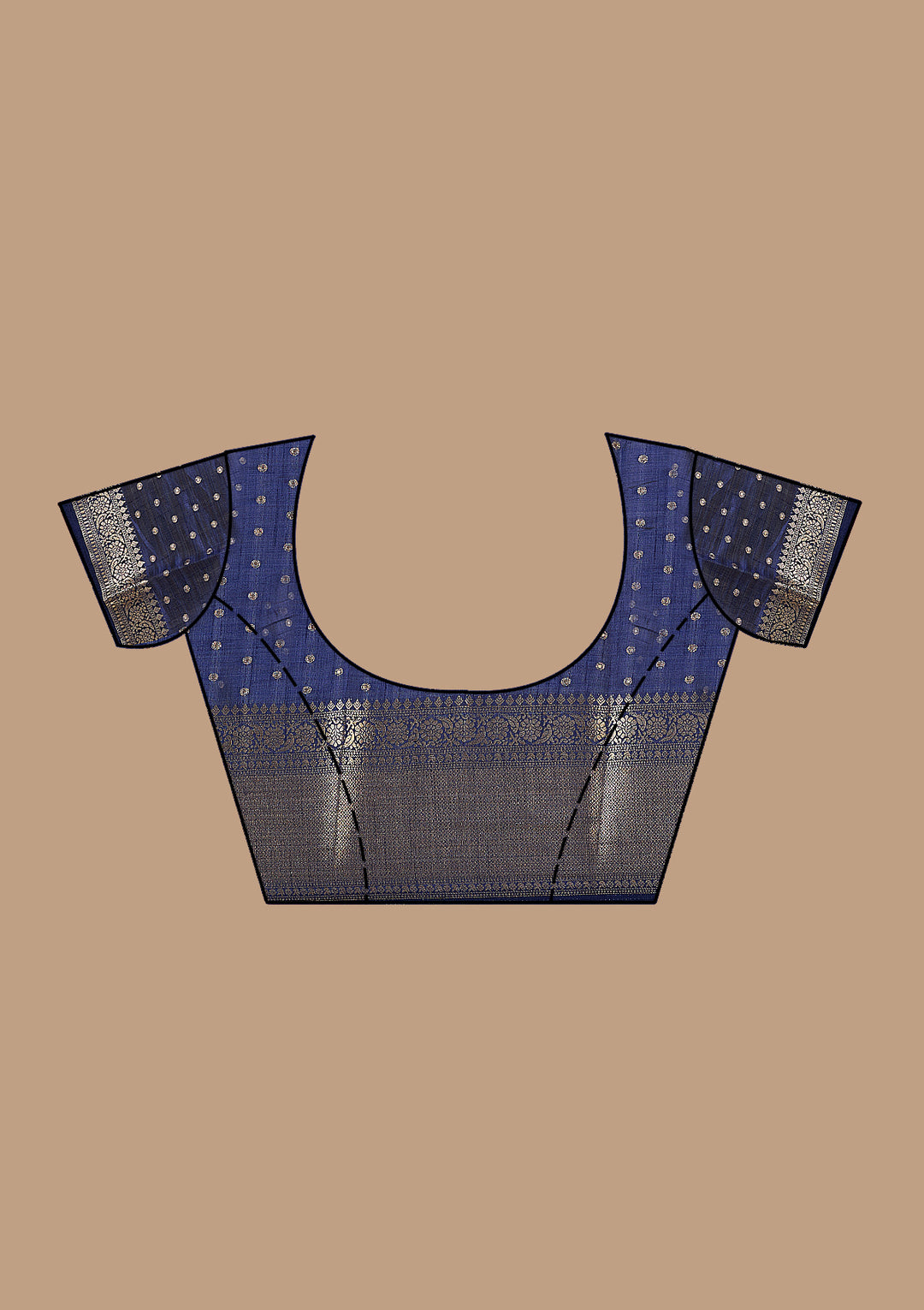 Navy Blue Zariwork (Gold) Tussar Silk Saree
