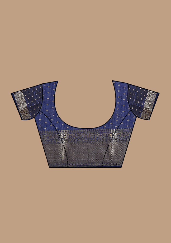 Navy Blue Zariwork (Gold) Tussar Silk Saree