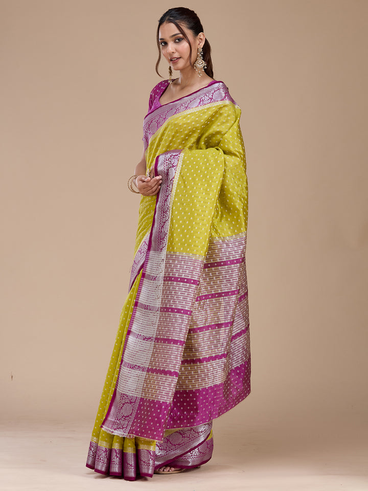 Mehendi Zariwork (Silver) Tussar Silk Saree