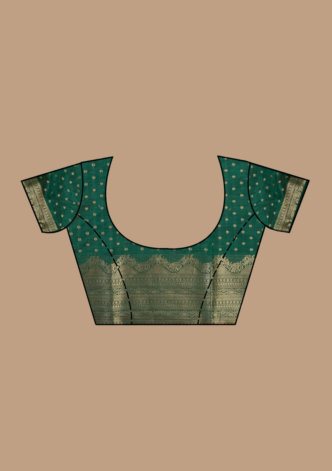 Bottle Green Zariwork (Gold) Tussar Silk Saree