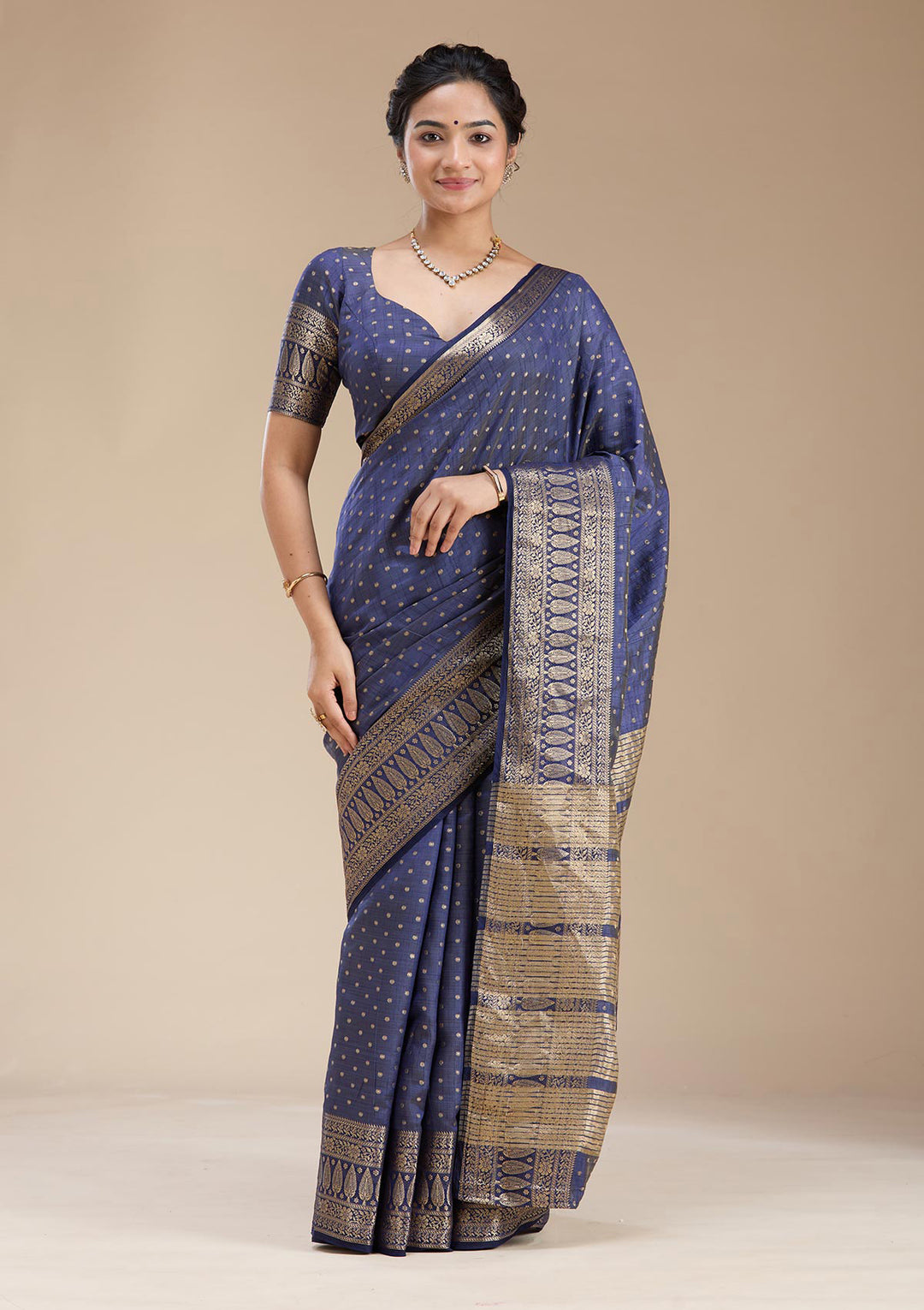 Navy Blue Kanjivaram Silk Saree
