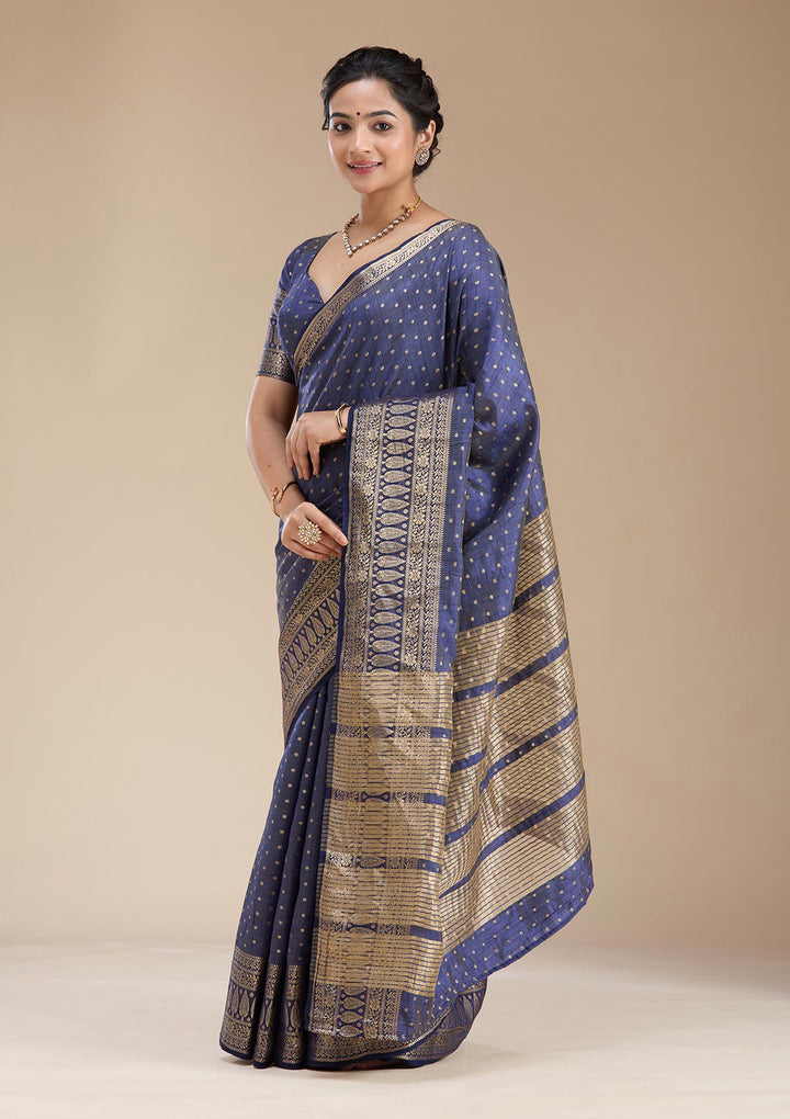 Navy Blue Kanjivaram Silk Saree
