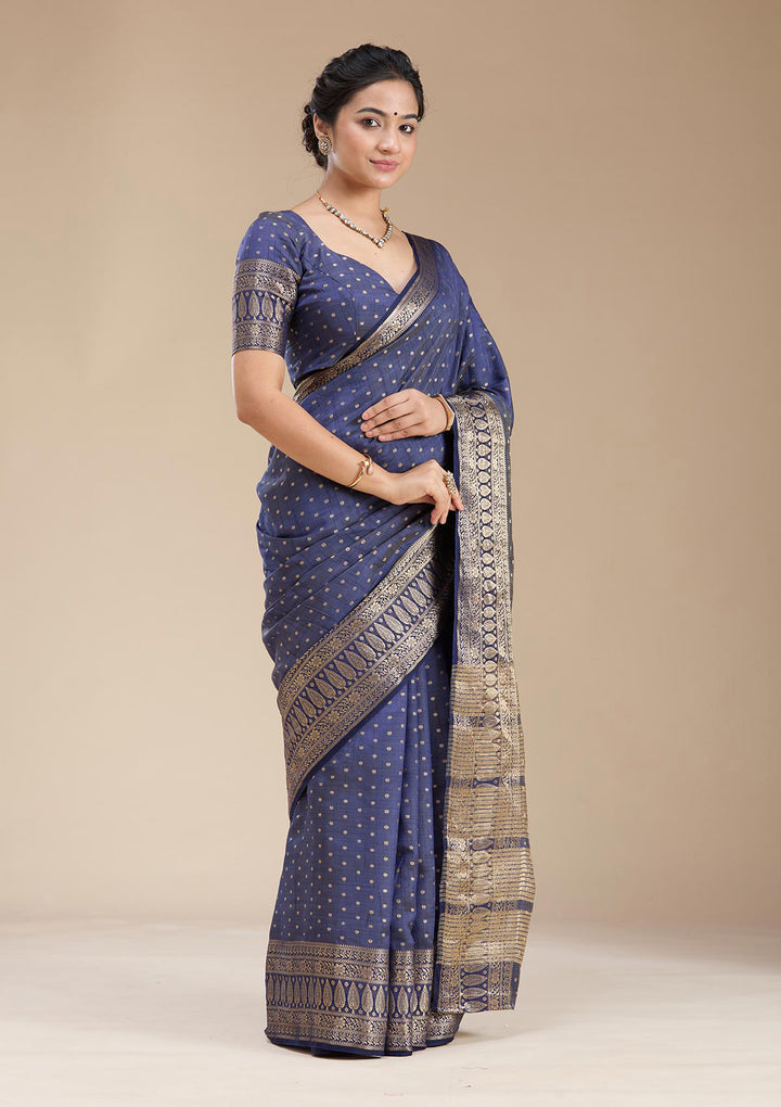 Navy Blue Kanjivaram Silk Saree