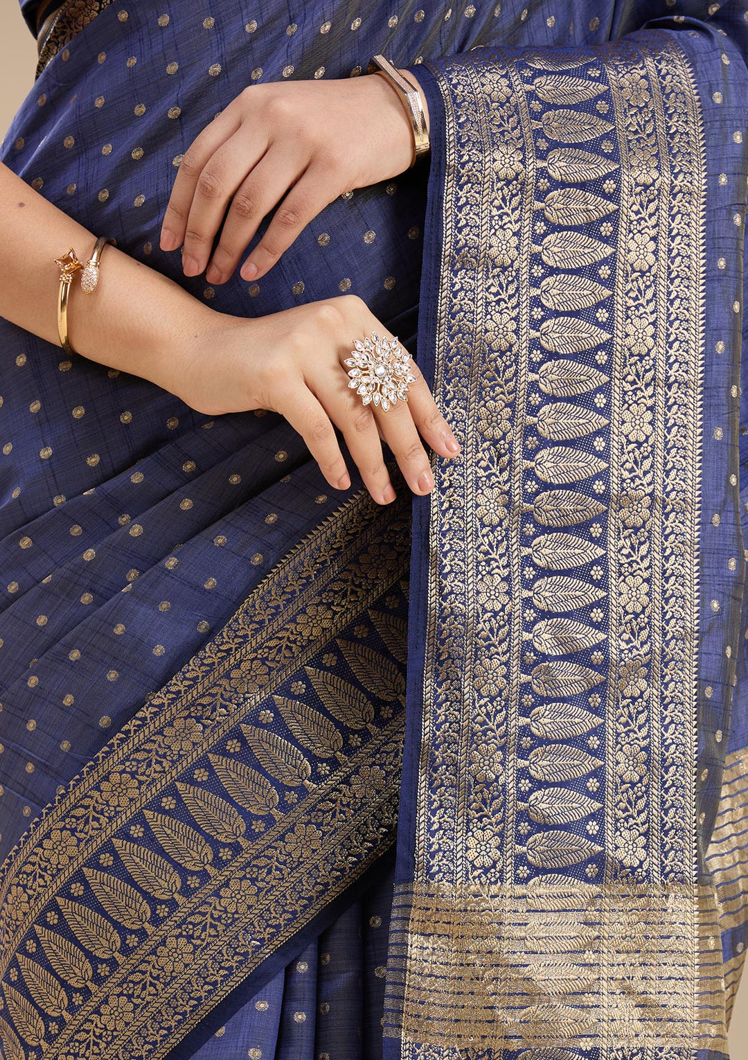 Navy Blue Kanjivaram Silk Saree