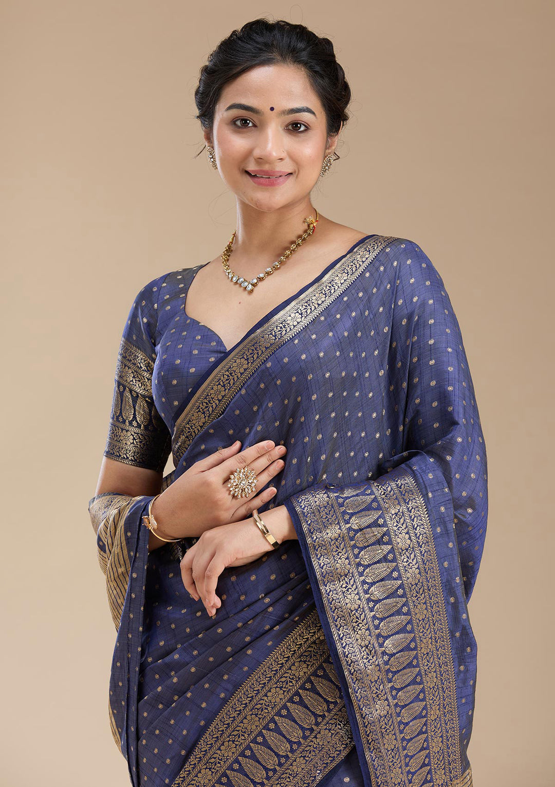 Navy Blue Kanjivaram Silk Saree