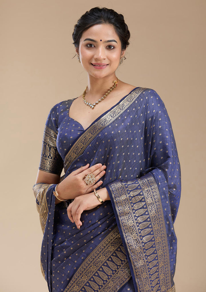 Navy Blue Kanjivaram Silk Saree