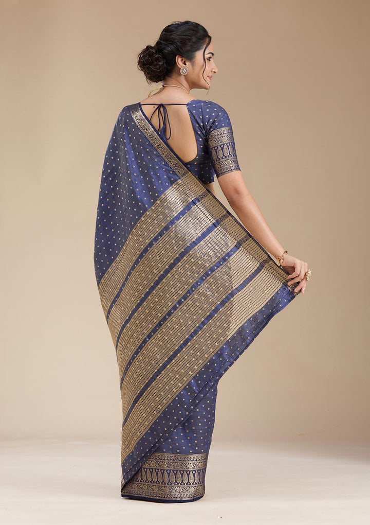 Navy Blue Kanjivaram Silk Saree