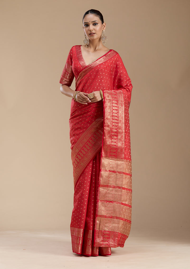 Red Zariwork (Gold) Silk Saree