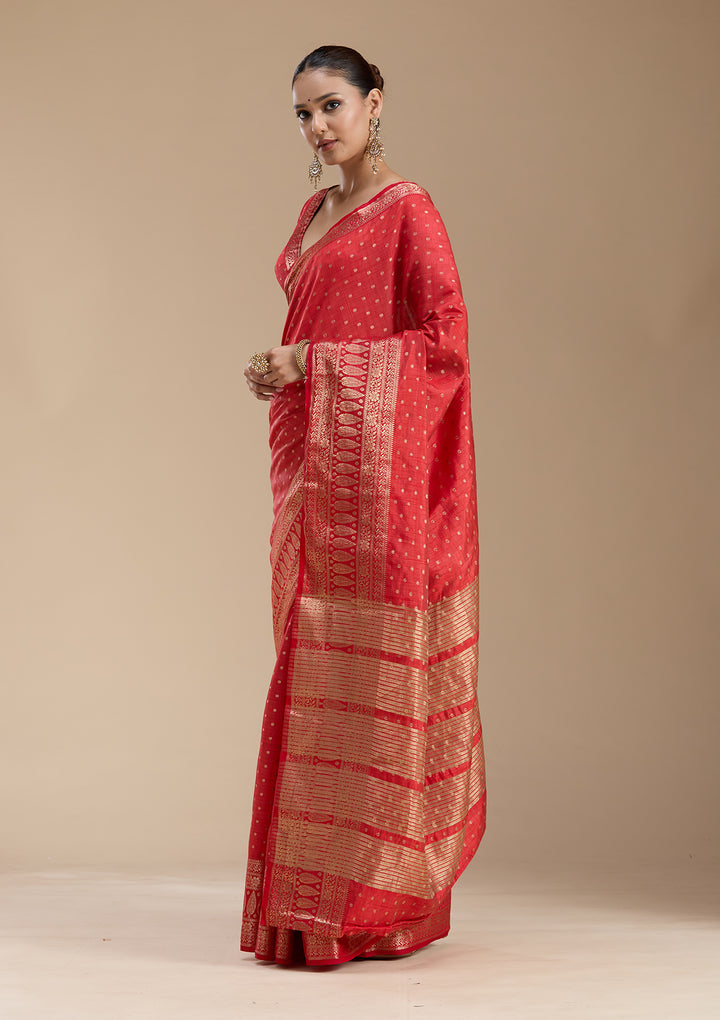 Red Zariwork (Gold) Silk Saree