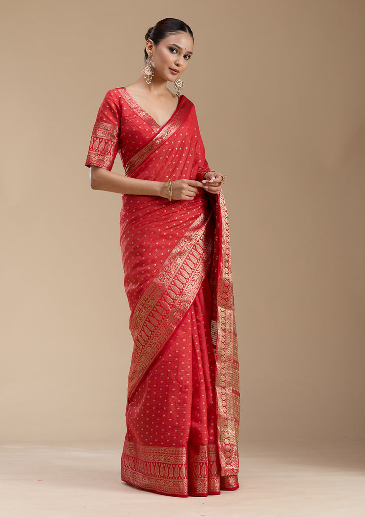 Red Zariwork (Gold) Silk Saree