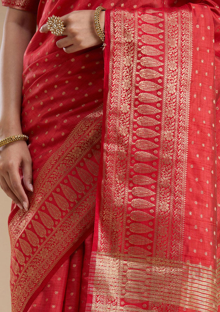 Red Zariwork (Gold) Silk Saree