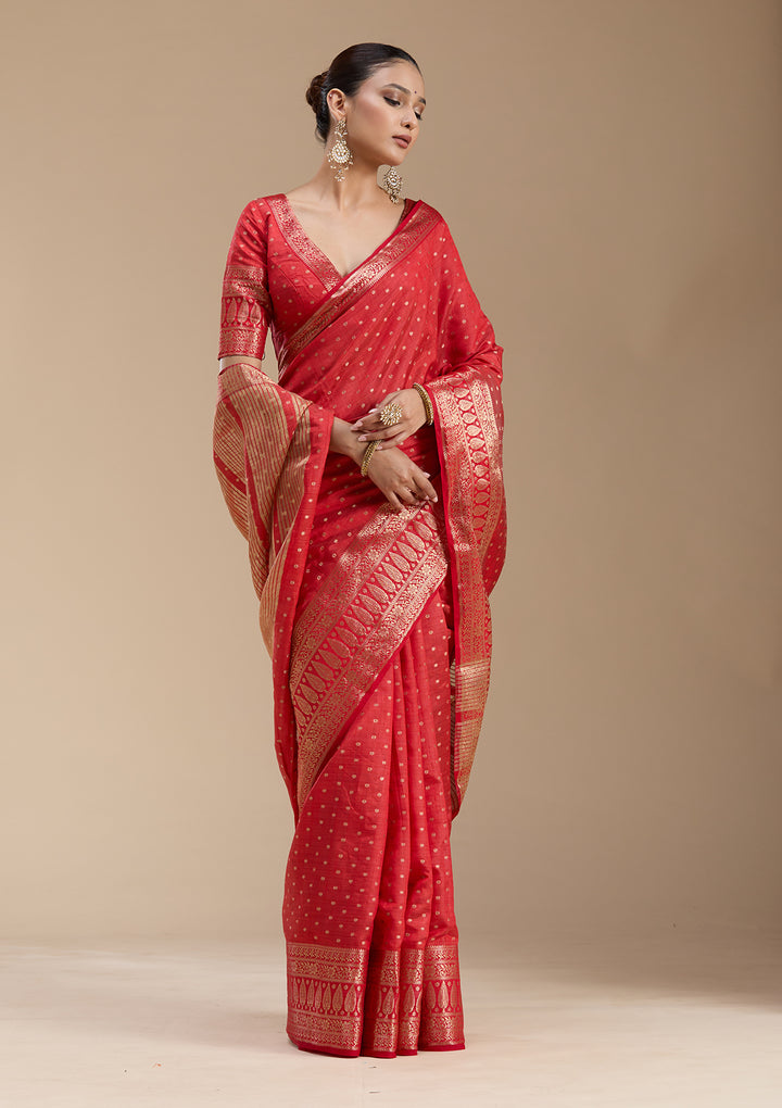 Red Zariwork (Gold) Silk Saree