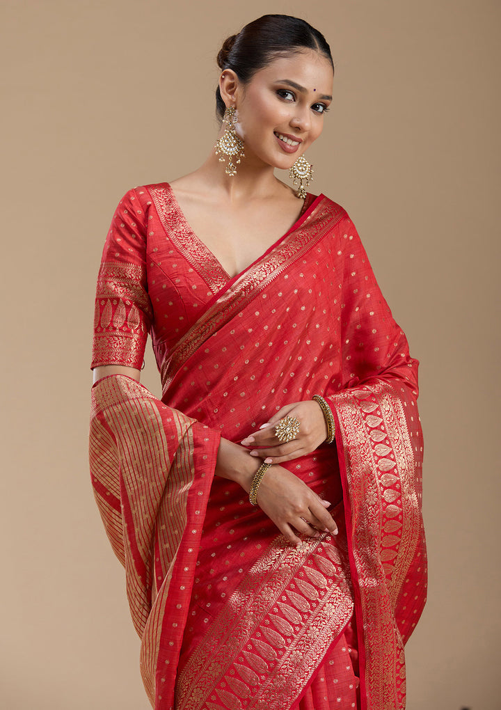 Red Zariwork (Gold) Silk Saree