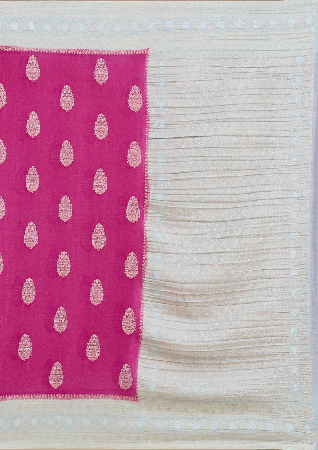 Magenta Pink Zariwork (Gold) Georgette Silk Saree