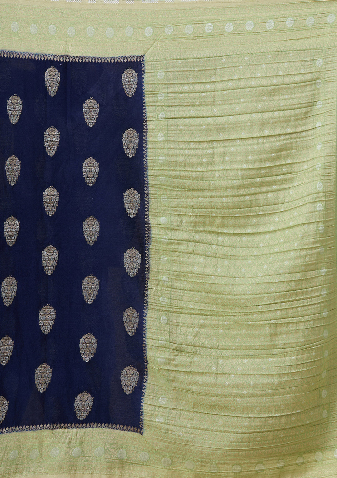 Navy Blue Zariwork (Gold) Georgette Silk_Saree