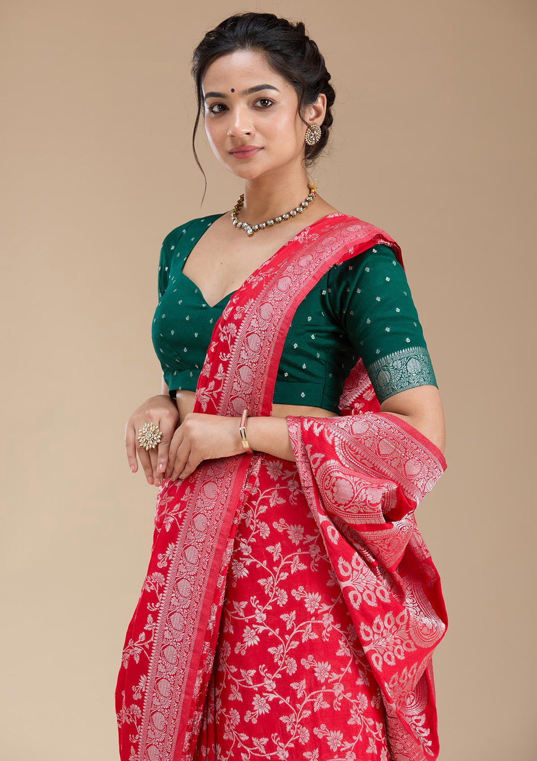Red Zariwork (Gold) Georgette Silk Saree
