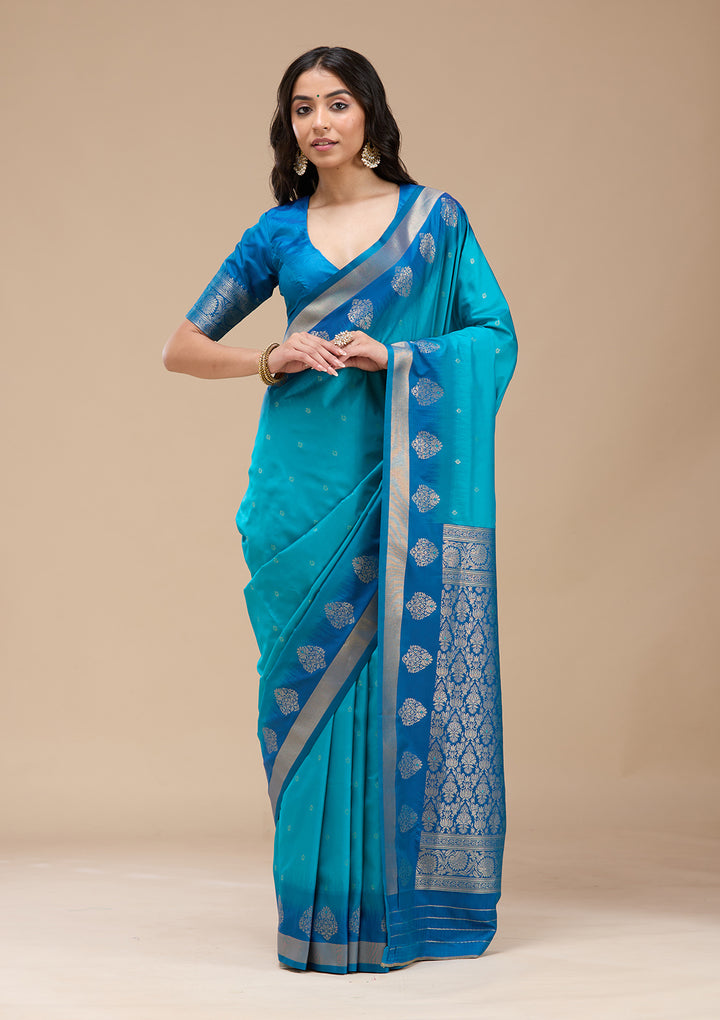Turquoise Blue Paithani Silk Saree