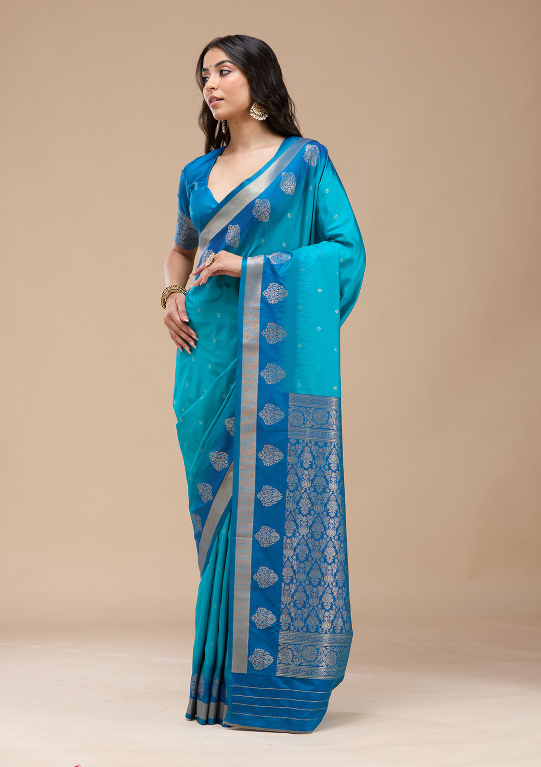 Turquoise Blue Paithani Silk Saree