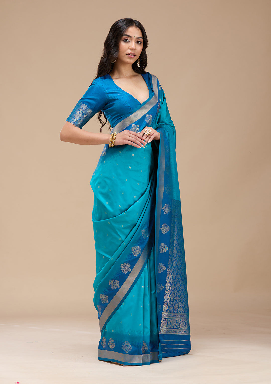 Turquoise Blue Paithani Silk Saree